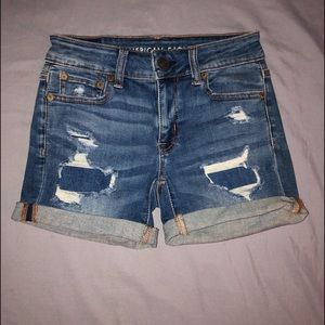 American Eagle Midi Distressed Shorts